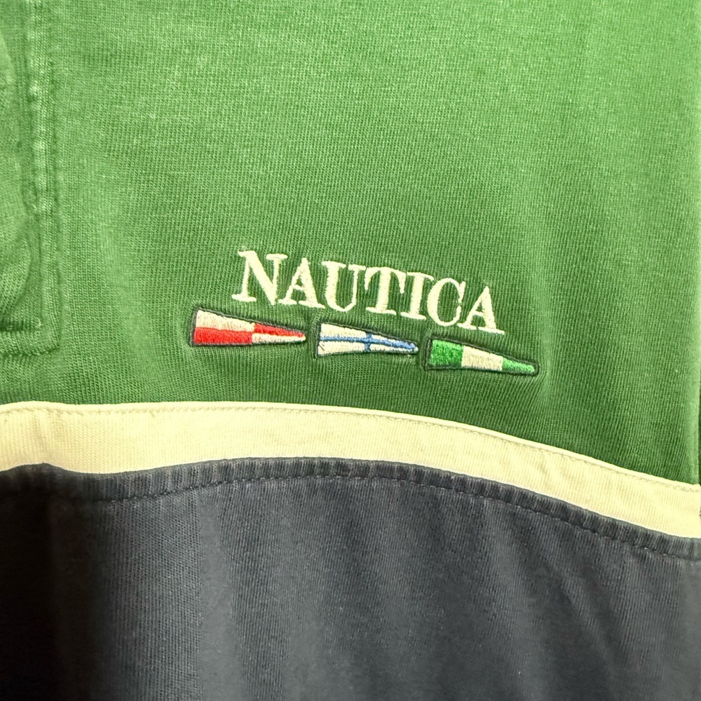 Vintage Navy and Green 1/4 Zip pullover - Picture 2 of 5